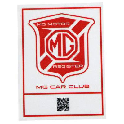 MG Motor Register Window Sticker