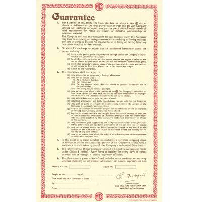 SVW Replica Guarantee Certificate